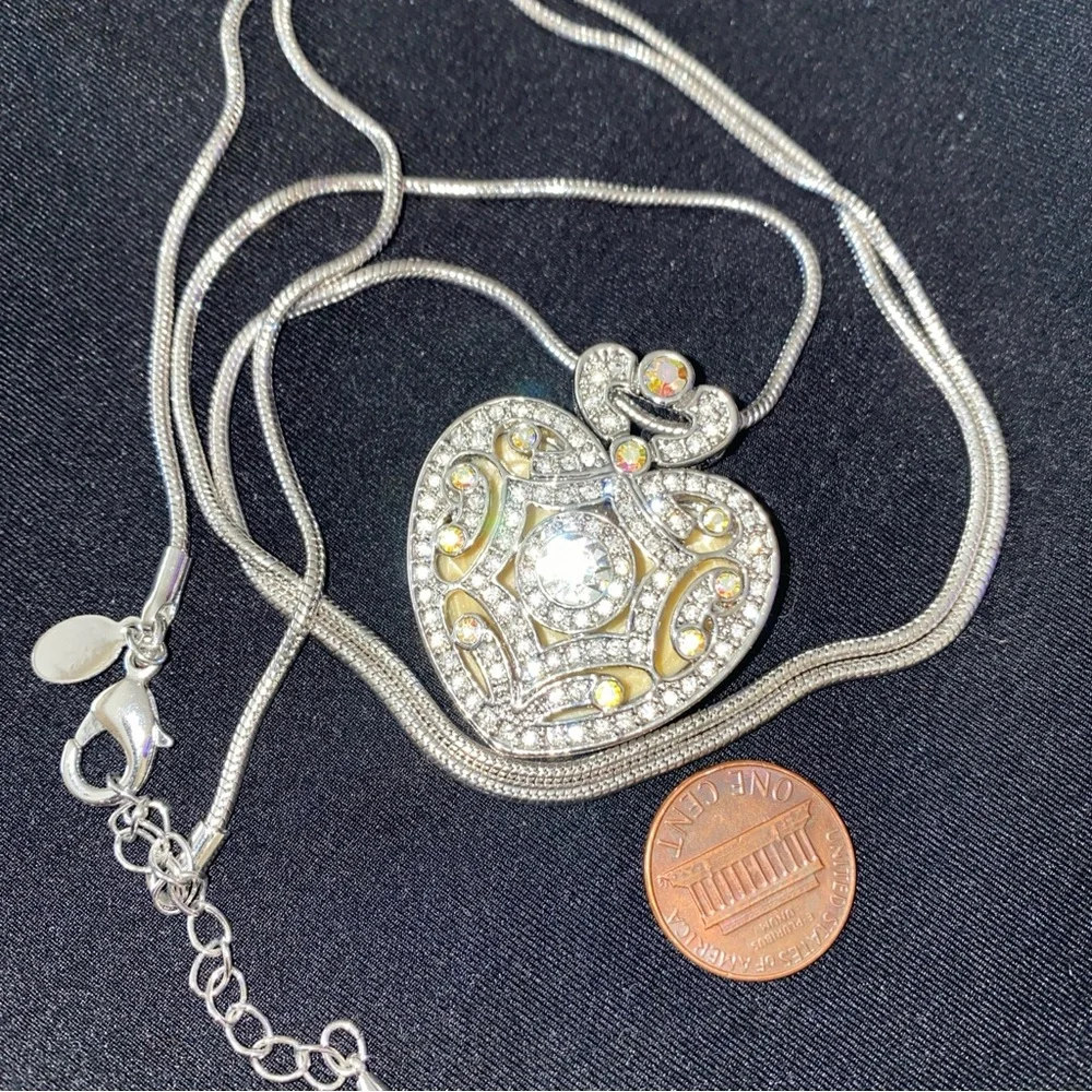 Kirks Folly Heart Locket Necklace Rhinestones I REMEMBER YOU BY HEART - Picture 3 of 9